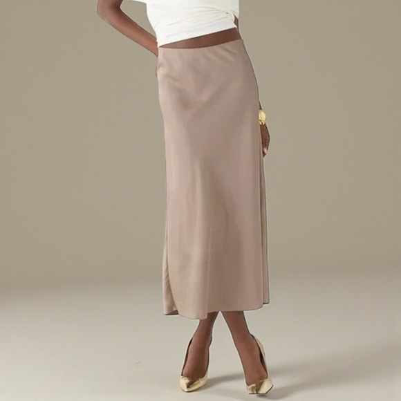 J.Crew Gwyneth Pull-On Midi Slip Skirt Sz S Taupe - Picture 2 of 13